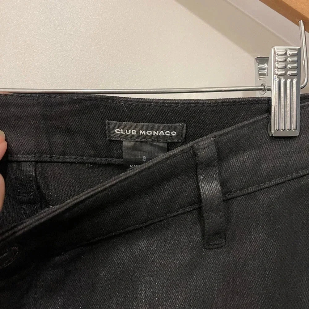 Club Monaco Wax Coated Black Jeans size 8 - Picture 2 of 3